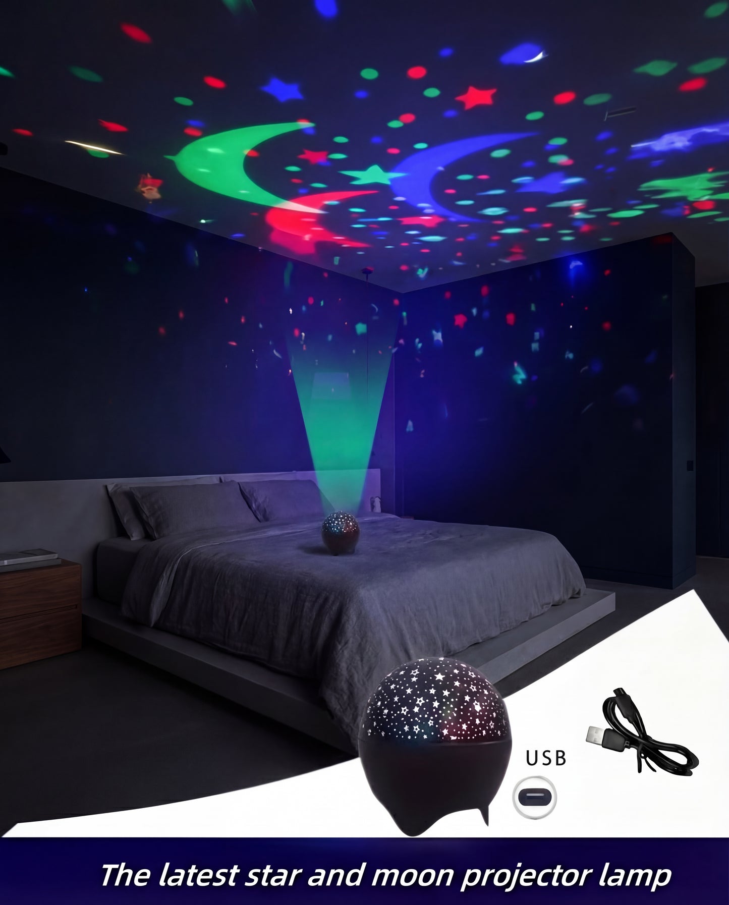 LED Night Lights Starry Sky Moon Projector Light