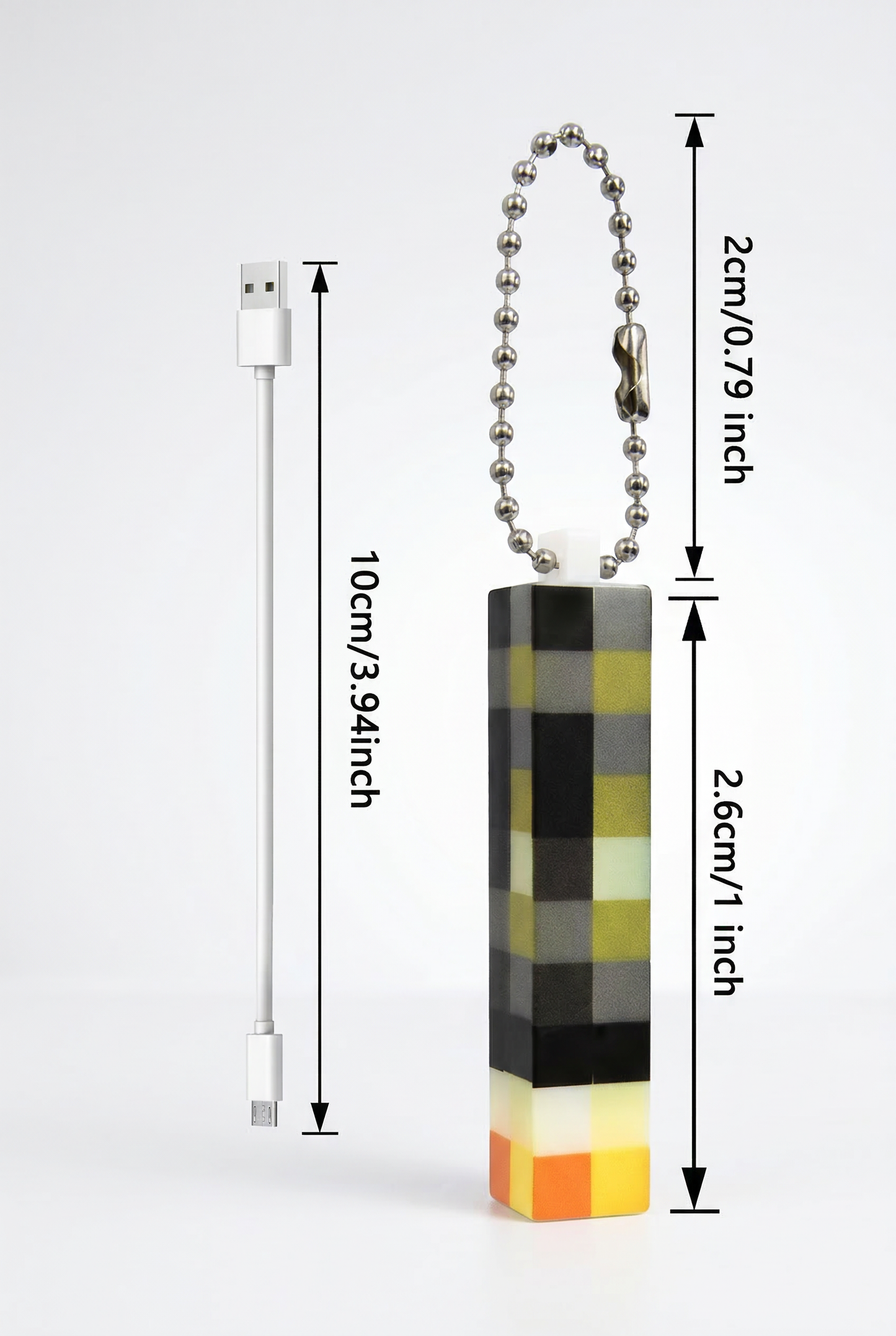 MC Pixel Glow Mini Torch Keychain