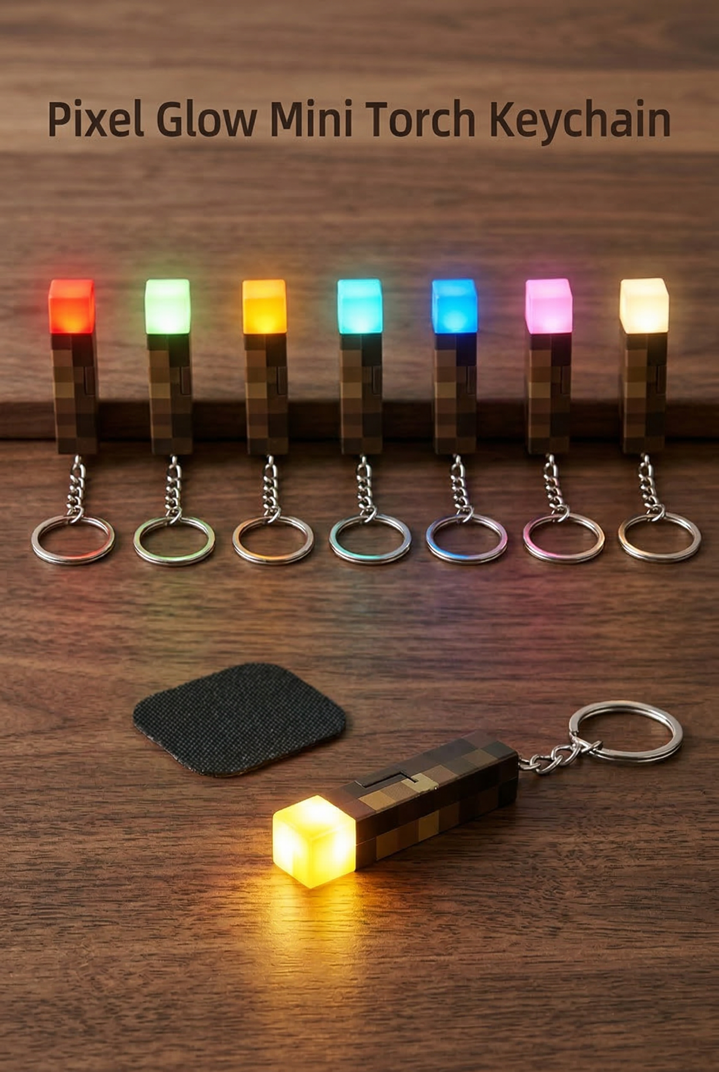 MC Pixel Glow Mini Torch Keychain