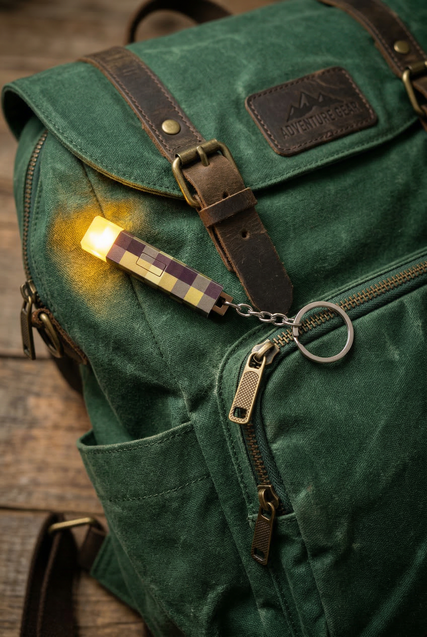 MC Pixel Glow Mini Torch Keychain
